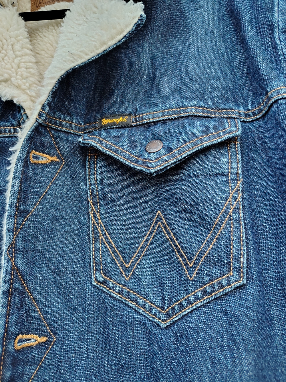 Wrangler Men's Blue Denim Sherpa Jacket XL - Picture 3 of 7